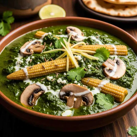 Baby Corn Mushroom Palak